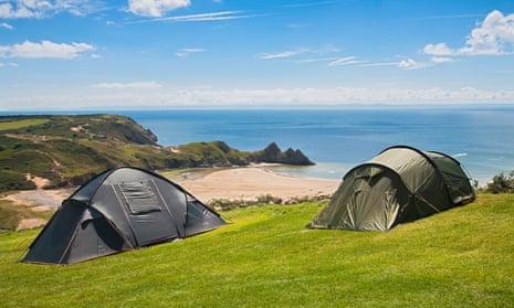 Three Cliffs Bay campsite on the Gower peninsula